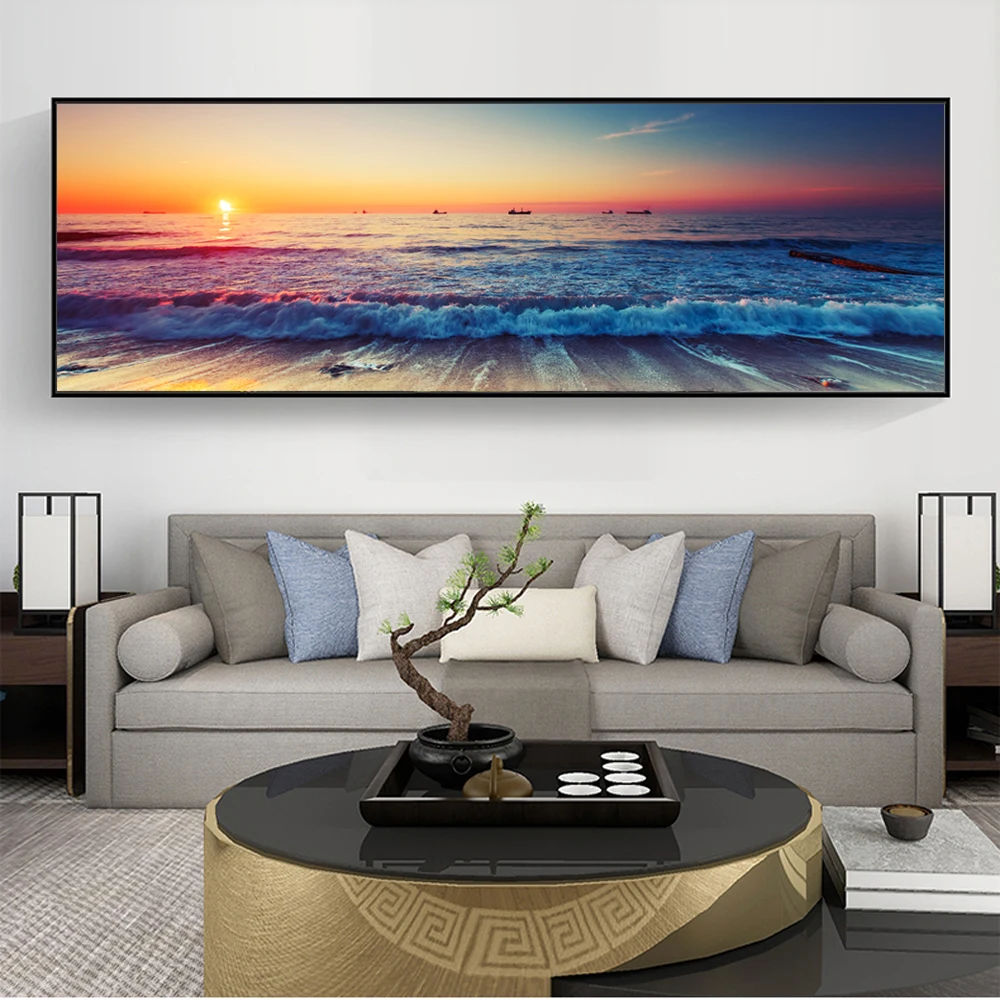 

Sunset By The Sea Canvas Paintings On The Wall Art Posters Wall Art for Living Room Home Decor (No Frame)