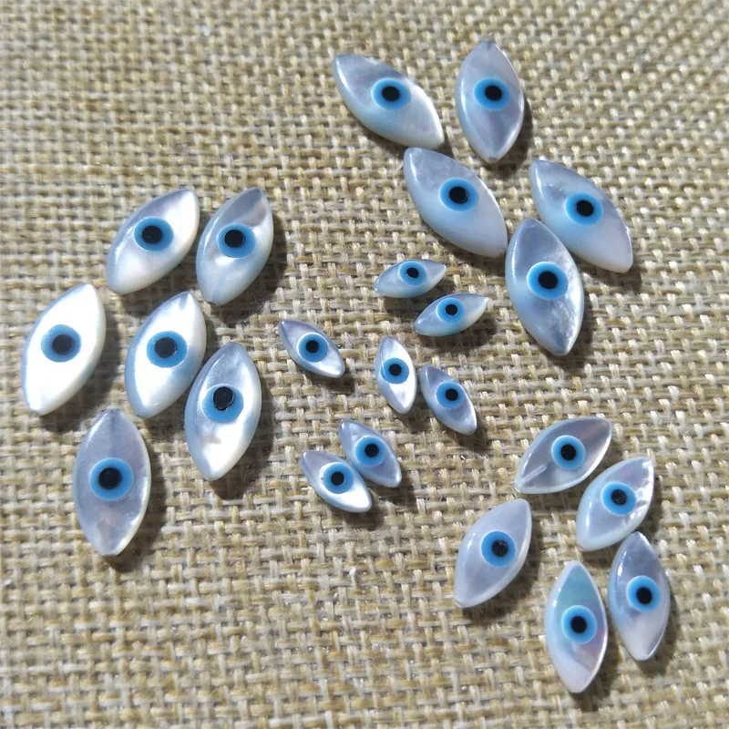

10Pcs 10x20mm Blue Evils Eyes Shape White Natural Mother of Pearl Shell Beads for Making DIY Bracelet Necklace Jewelry Finding