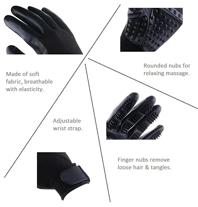 1 пара перчаток для ухода за кошками мягкая резиновая щетка удаления волос