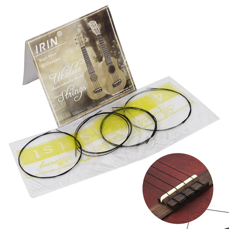 4Pcs/set Black Nylon Ukulele Strings Replacement Part For 21 Inch 23 26 Stringed Instrument | Спорт и развлечения