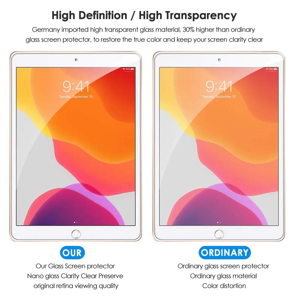 2 pack 9h tempered glass film protection shield screen protector for ipad 10 2 2021 9th generation free global shipping