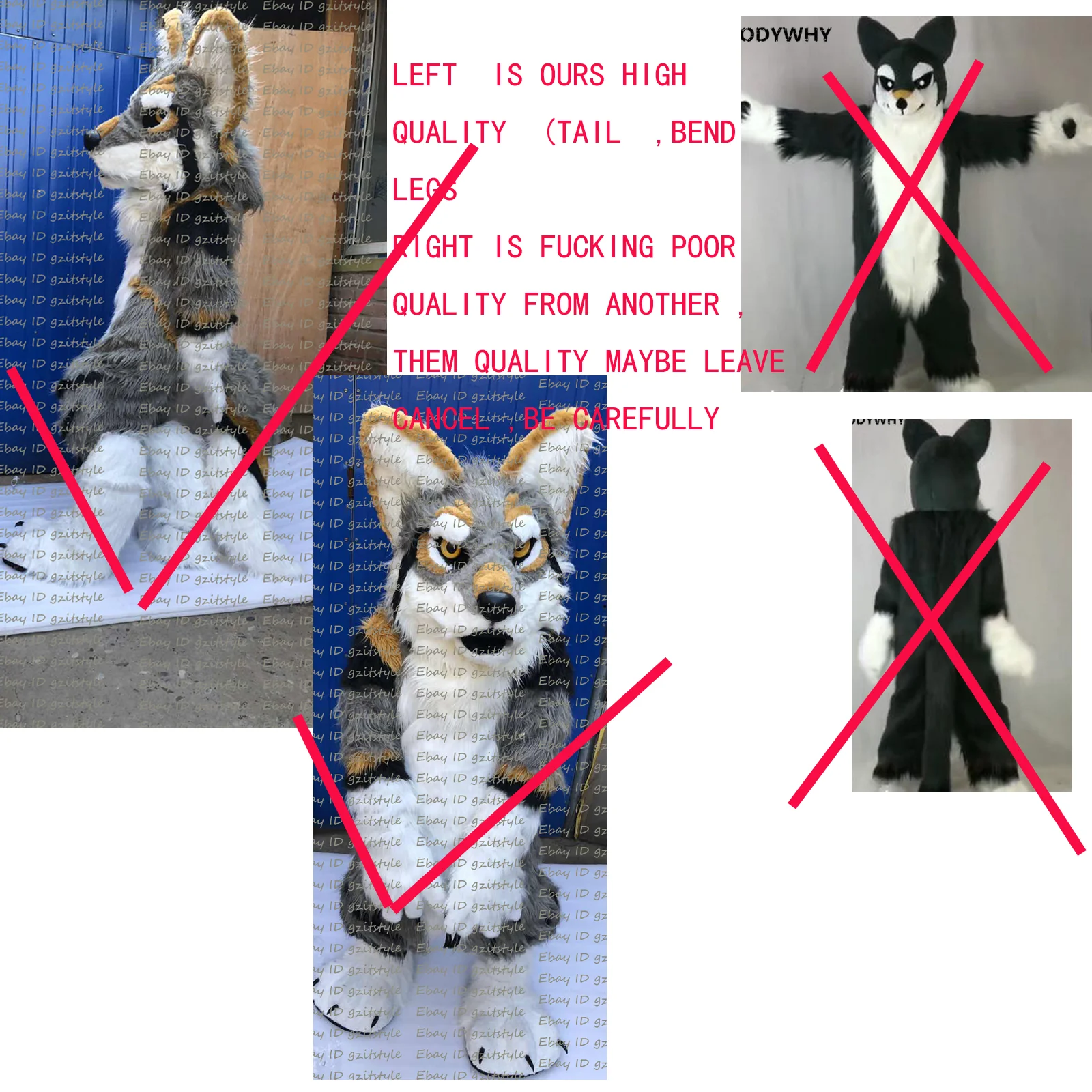 3-D Eyes Fursuit Fullsuit Huksy Dog Costumes Full Furry Suit Furries Anime BJ057 Teen FOR Child Adult | Тематическая одежда и