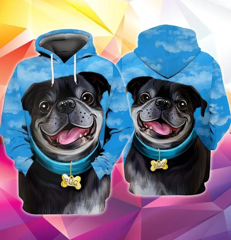 

PLstar Cosmos 3Dprinted Newest Black Pug Dog Pet Lover Gift Harajuku Streetwear Unique Unisex Casual Hoodies/Sweatshirt/Zip A-9