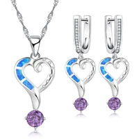 2020 exquisite heart jewelry set for women bridal wedding jewelry accessories fashion zircon crystal pendant necklace earrings