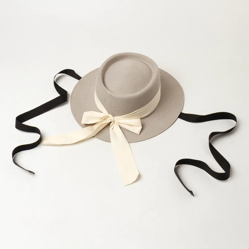 202008-hH9011B new soft wool bowknot long ribbon KIDS fedoras cap CHILDREN leisure panama JAZZ hat | Аксессуары для одежды