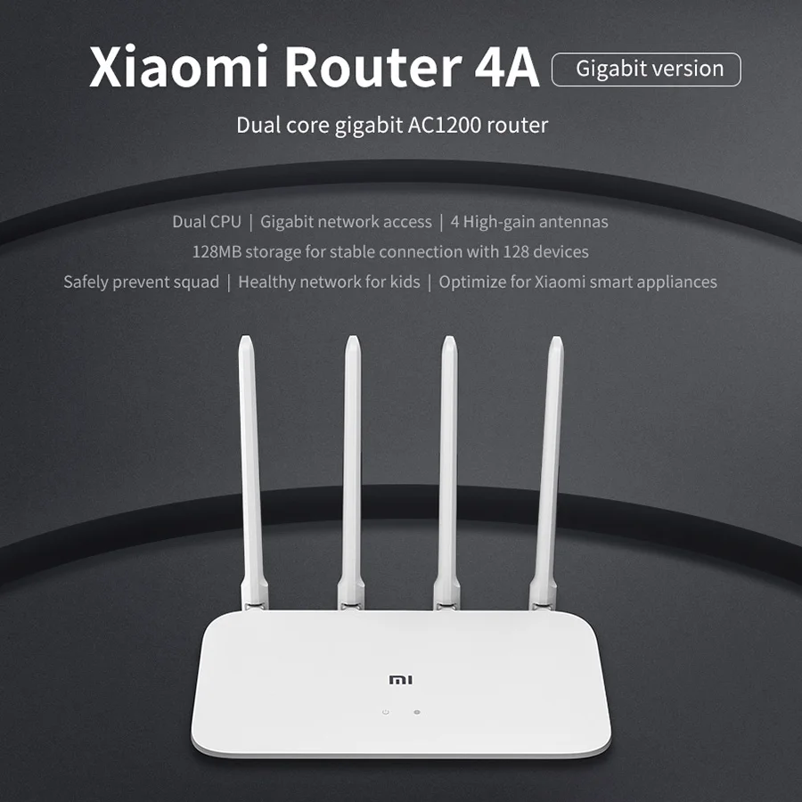 Роутер Xiaomi Mi 4A Gigabit Edition 1000M 2 4 ГГц 5 Wi Fi ПЗУ 16 Мб DDR3 64 128 с высоким коэффициентом