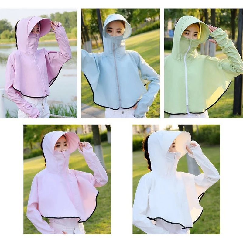 Летние шляпы для женщин Солнцезащитная шляпа с маской шаль дышащая