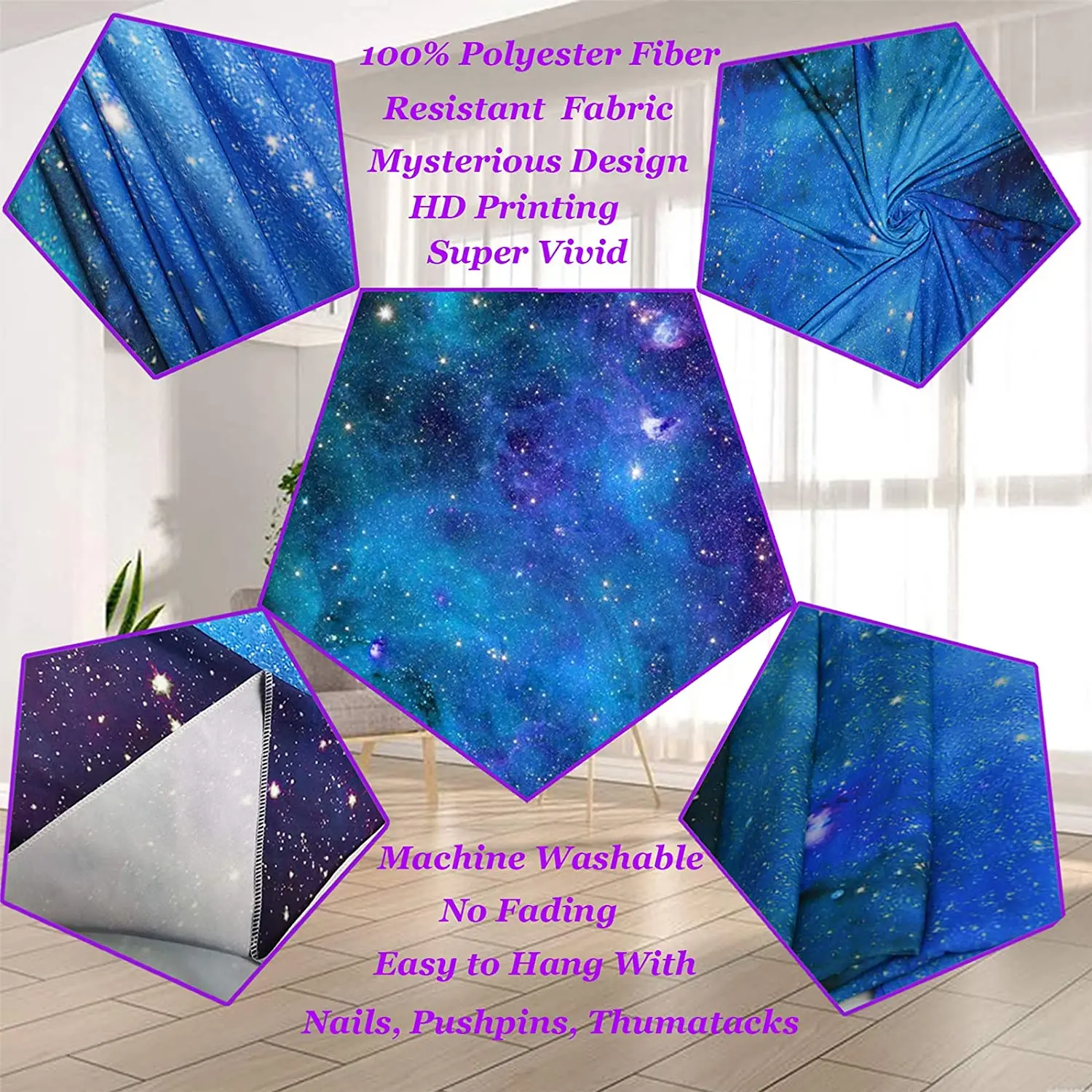 Гобелен галактики голубое звездное небо гобелен Вселенная пространство