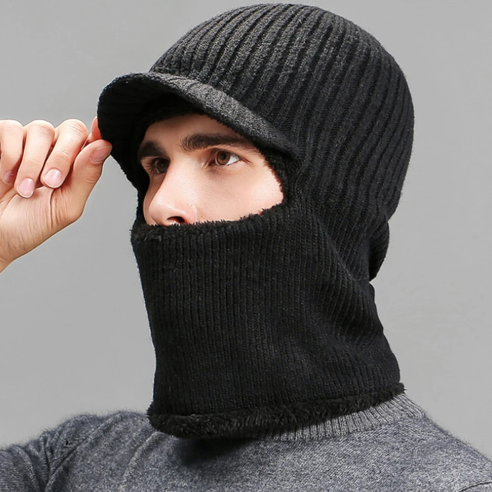 Зимние шапки для мужчин Skullies Beanie шапка зимняя шапка мужской женский шерстяной шарф шапка s Набор Балаклава маска Knitted шапка вязаная шапка