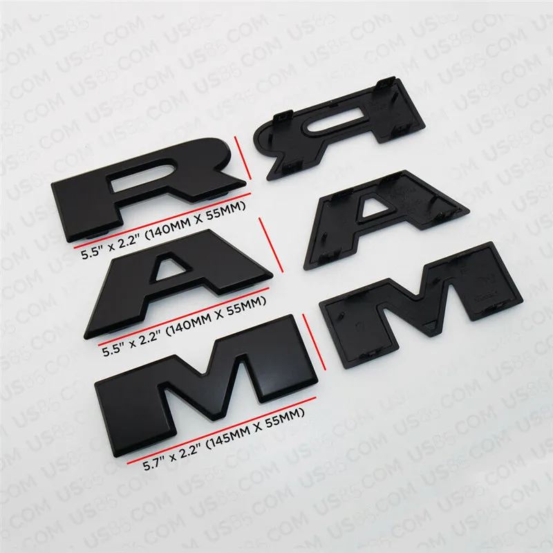 

3D RAM Letters for 2019 Ram 1500 Front Grille Emblem Matte Black ABS Nameplate