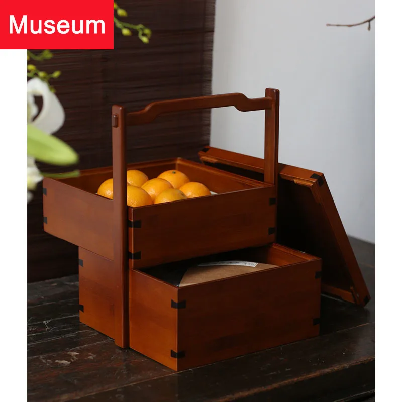 Bamboo Pail Chinese Style Tea Cabinet Accept Can Carry The Gift Box Monolayer Nothing Cover Send Gifts Hotel Picnic Basket You | Дом и сад