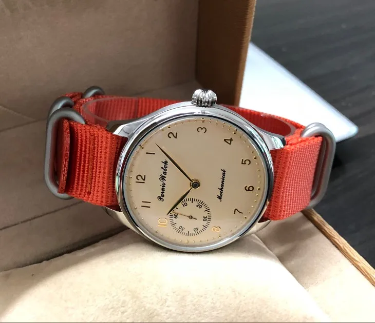 Мужские часы PARNIS с сапфировым стеклом или минеральным 44 мм молочно желтым