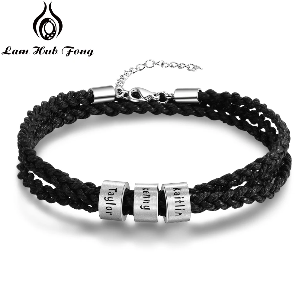 Персонализированный Плетеный веревочный браслет для мужчин браслеты на заказ