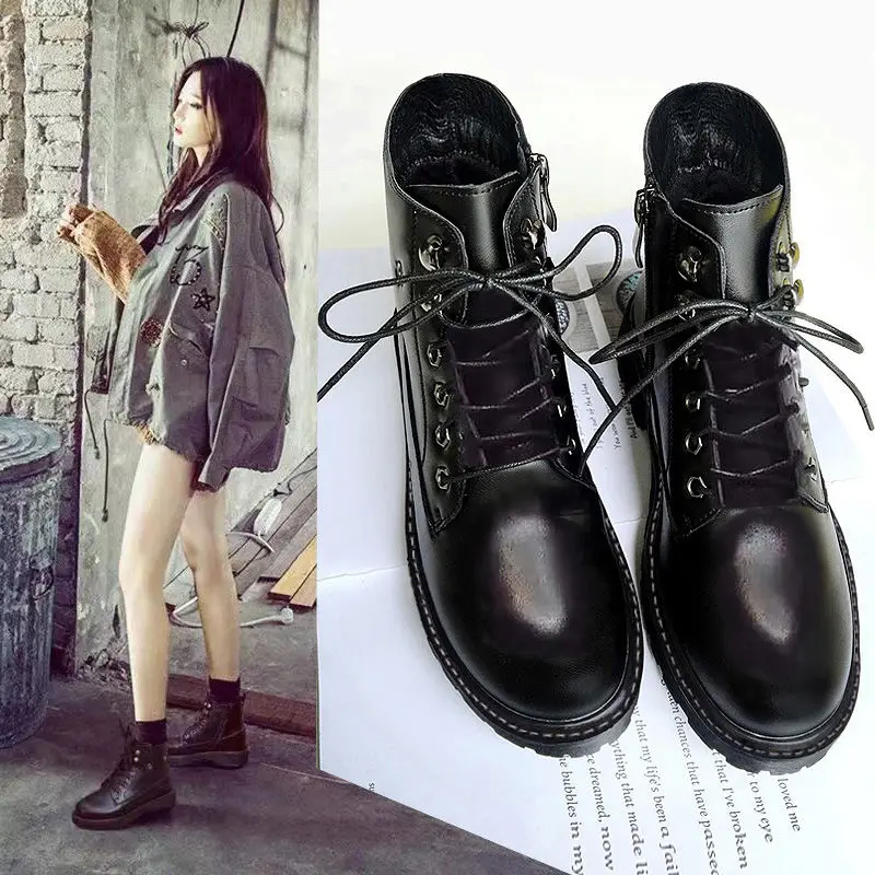 Осенне-весенние женские Ботинки martin мотоциклетные ботинки обувь в английском