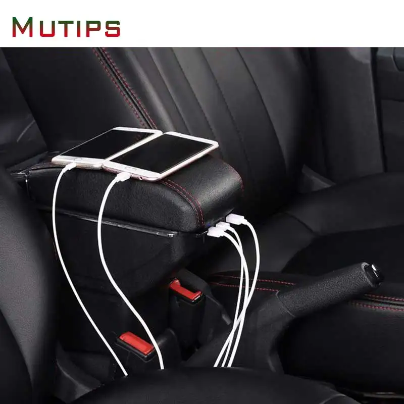 Mutips for Honda amaze arm rest leather armrest USB storage box center console accessories interior parts car-styling new 2018 images - 6