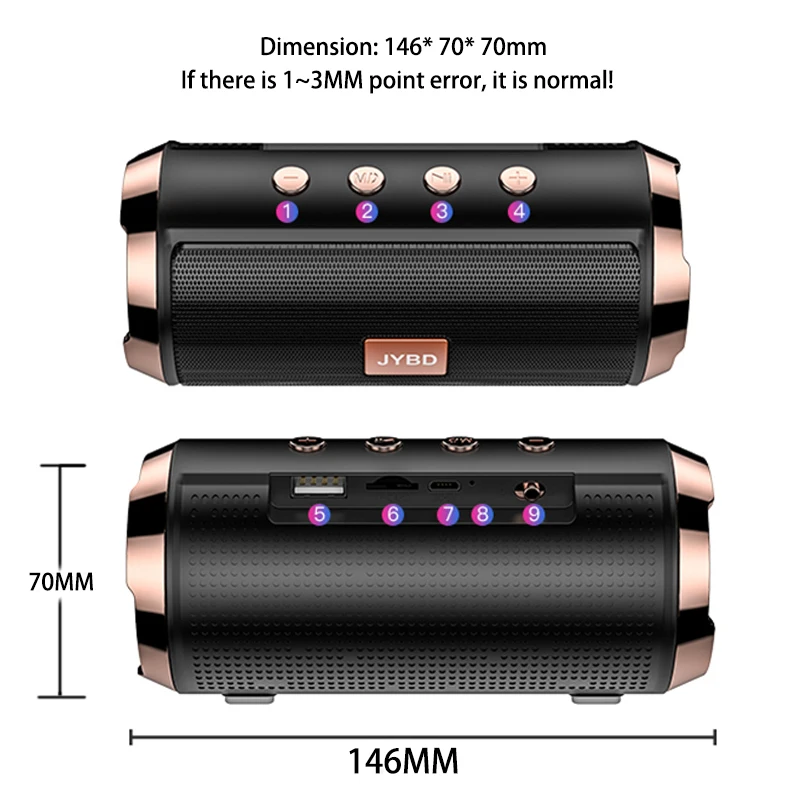 

HiFi Portable Bluetooth Speakers 9D Surround Stereo Sound Bar Column Military Speaker Home FM Radio/AUX/TF Theater caixa de som