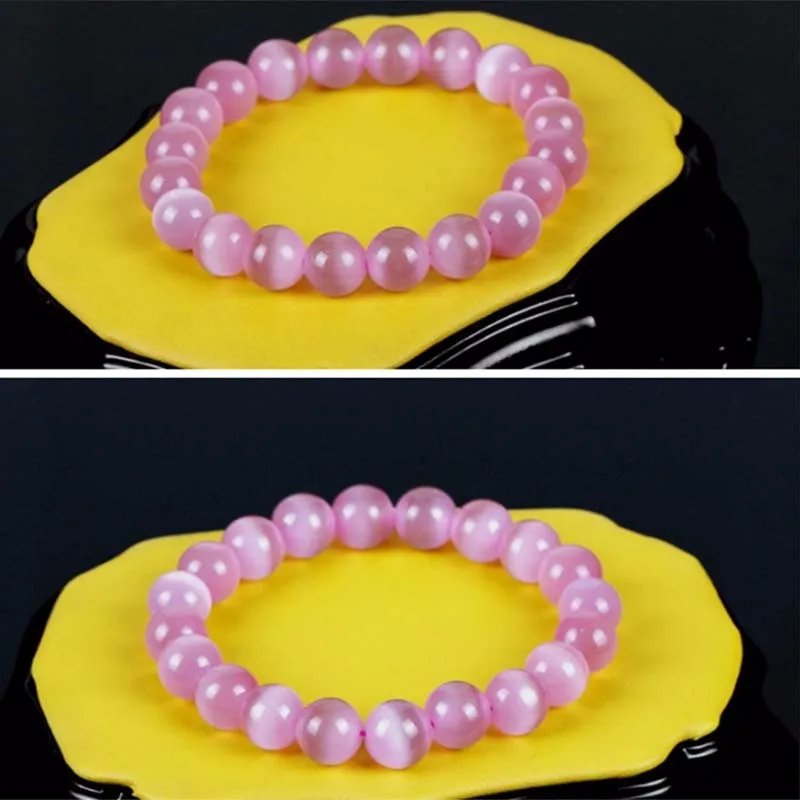 Natural Stone Pink Opal Bracelet Quartz Stretch Bracelet Fashion Healing Jewelry 6/8/10mm Bead Pulseras New Arrival