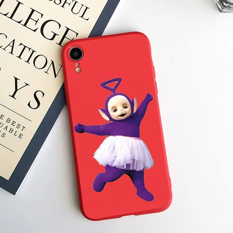 

Cute Teletubbies cartoon Phone Case Candy Color for iPhone 6 7 8 11 12 s mini pro X XS XR MAX Plus