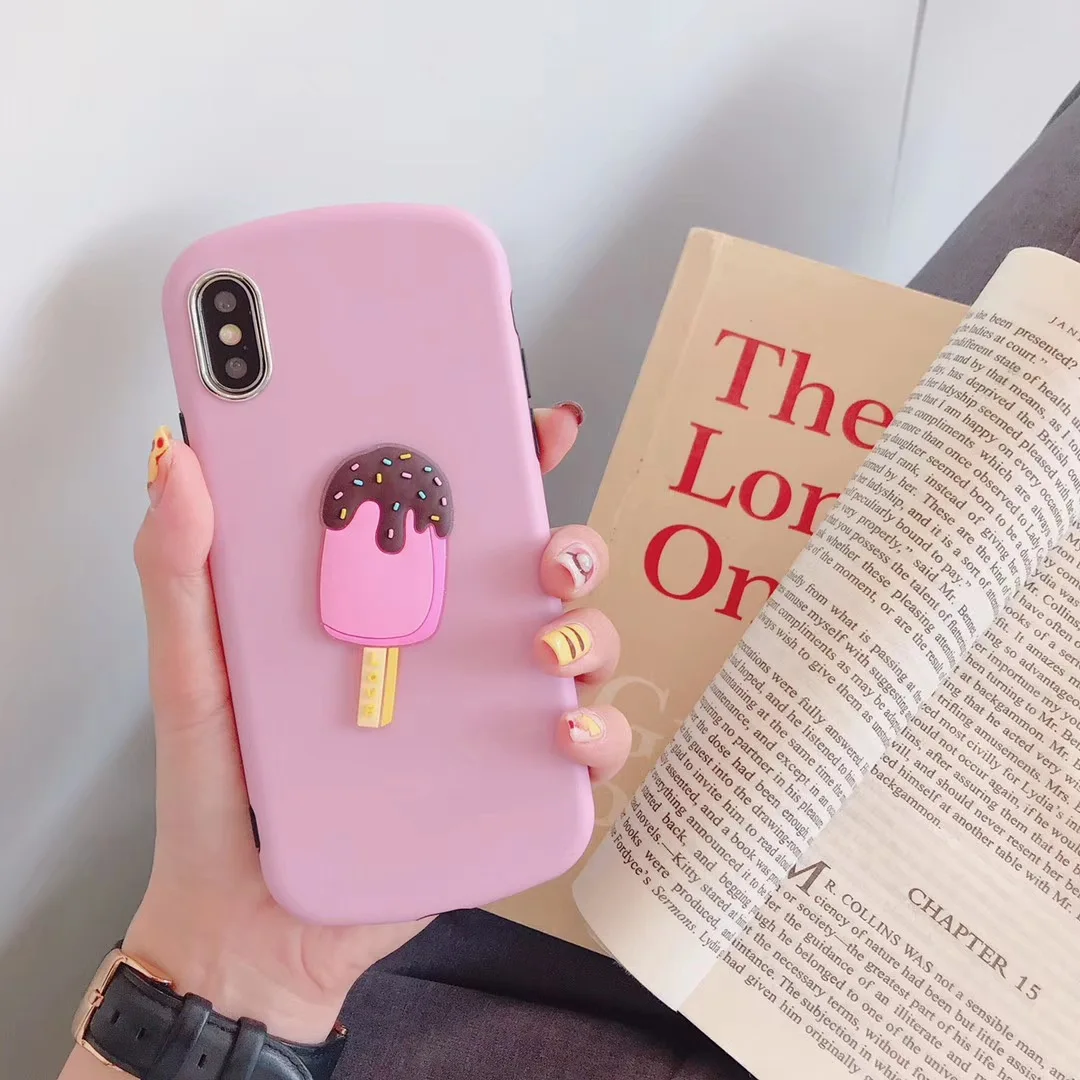 DECOCASE милые розового и фиолетового цветов Футболка с принтом мороженого эскимо