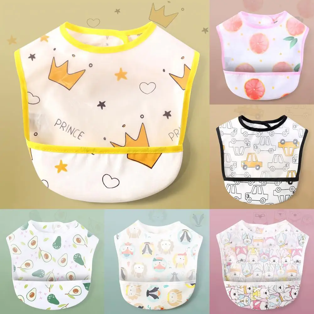 

Baby Adjustable Neckline Waterproof Soft Feeding Bib Food Catcher Eating Apron