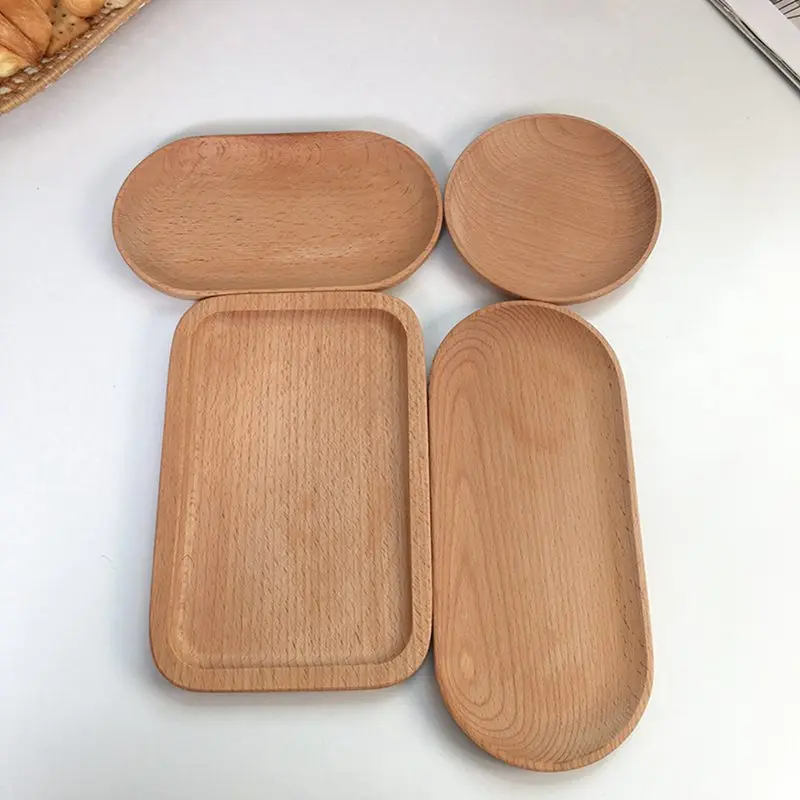 

Wood Serving Plate Wood Square Round Serving Tray Fruit Dessert Cake Snack Candy Platter Wooden Bowls