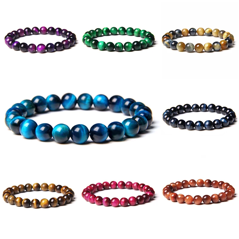 

High Quality Nature Tiger Eye Buddha Bracelets for Women Colorful Tiger Eye Beads Healing Bracelet Men Fashion Jewelry Pulsera