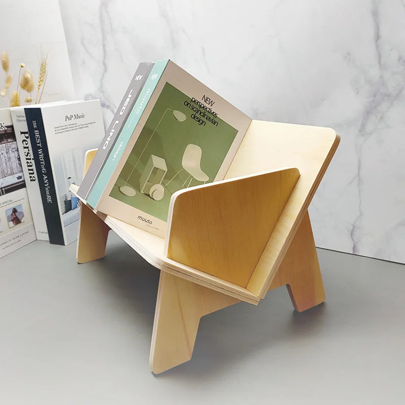 

Creative wood simple desk rack, office document rack, assembled storage rack.