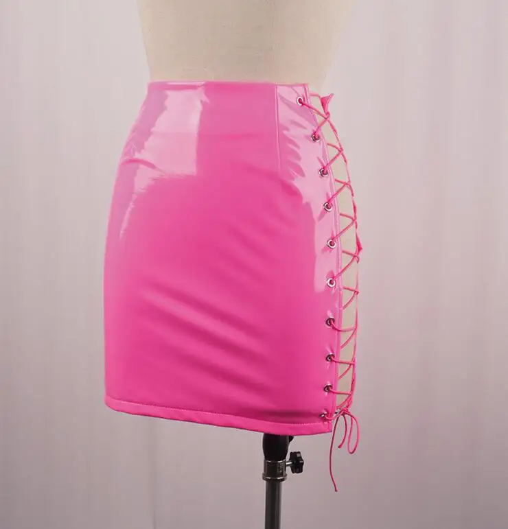 neon pink skirt OMSJ, новинка, неоновые цвета, модный кружевной комбинезон с ресницами, облегающий, летний, сексуальный, открытая спина, прозрачный, Облегающий комбинезон, сетчатые, открытые топы - Цвет: neon pink skirt
