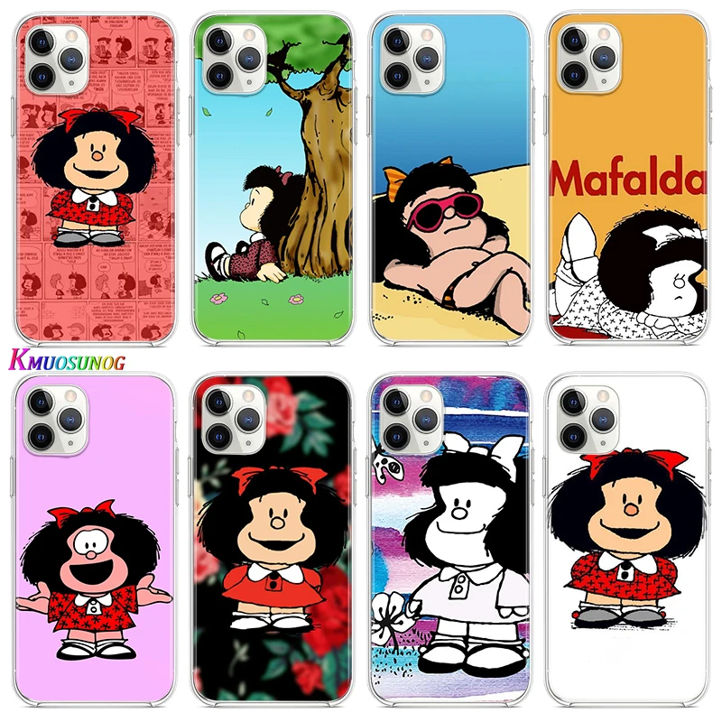 

Animated cute Mafalda For Apple iPhone 12 11 Pro Max mini XS Max XR X 8 7 6 6S Plus 5S SE 2020 Transparent Phone Case