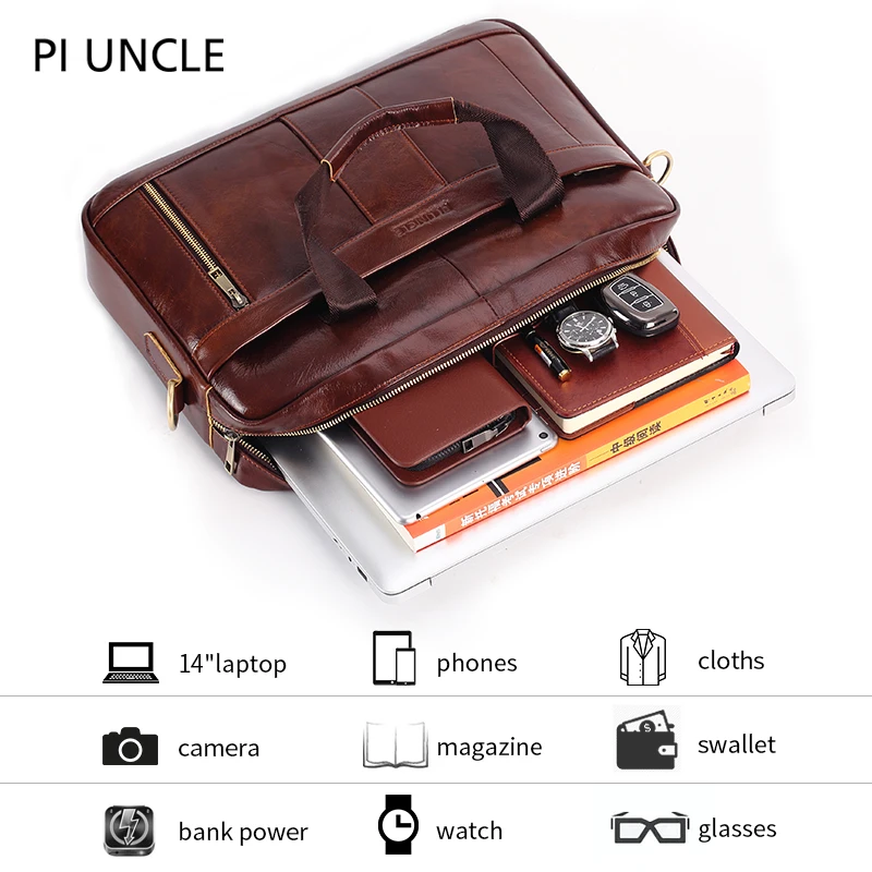 Портфель мужской из натуральной кожи сумка на плечо для компьютера в деловом