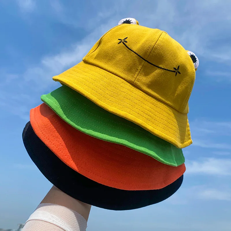 

Fashion Sunhat Bob Frog Bucket Hat for Women Summer Autumn Plain Women Panama Outdoor Hiking Beach Fishing Cap Sunscreen Female