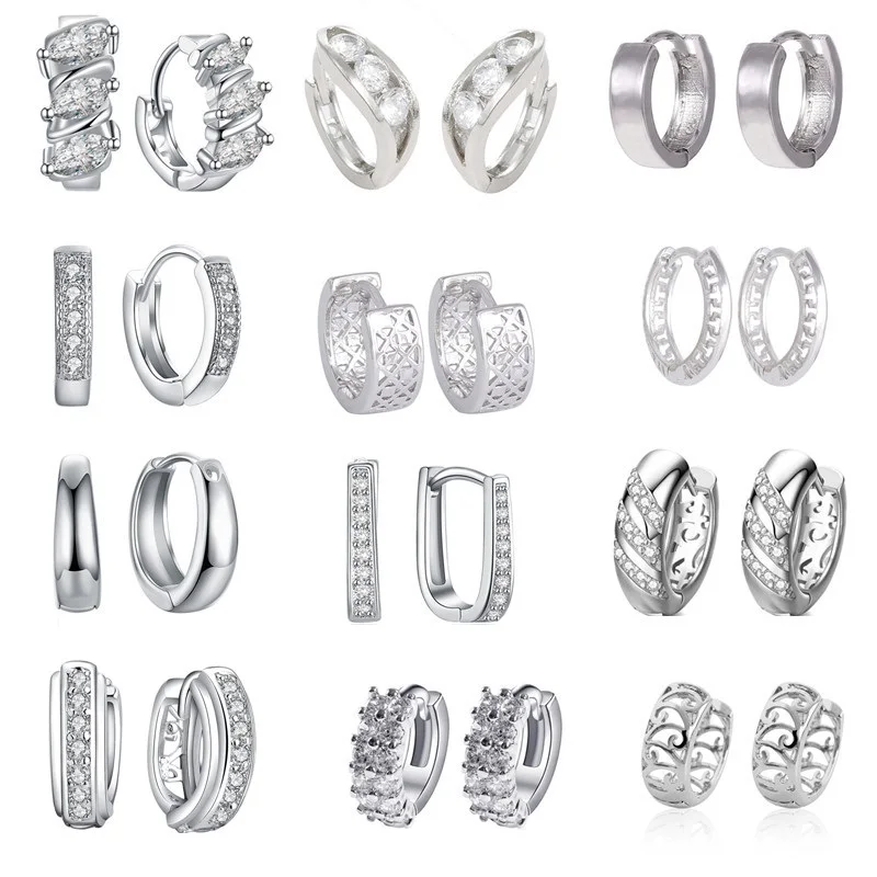 Женские круглые серьги SHUANGR золотистые/Серебристые кольца стразы в стиле