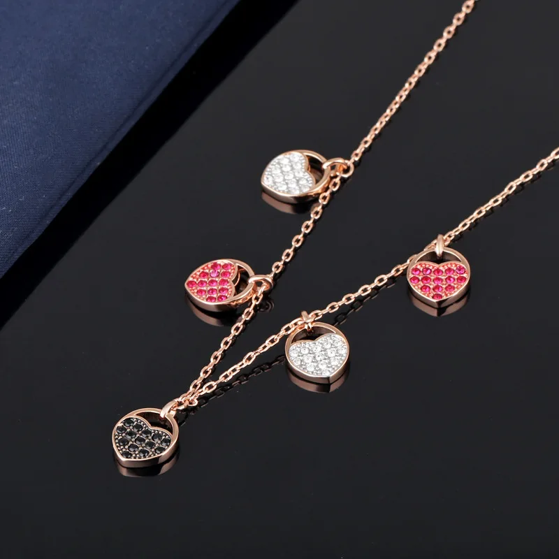 

SWA Fashion Jewelry High Quality Spring and Summer Love Color Necklace Female Necklace Adjustable Collar Female Romantic Gift