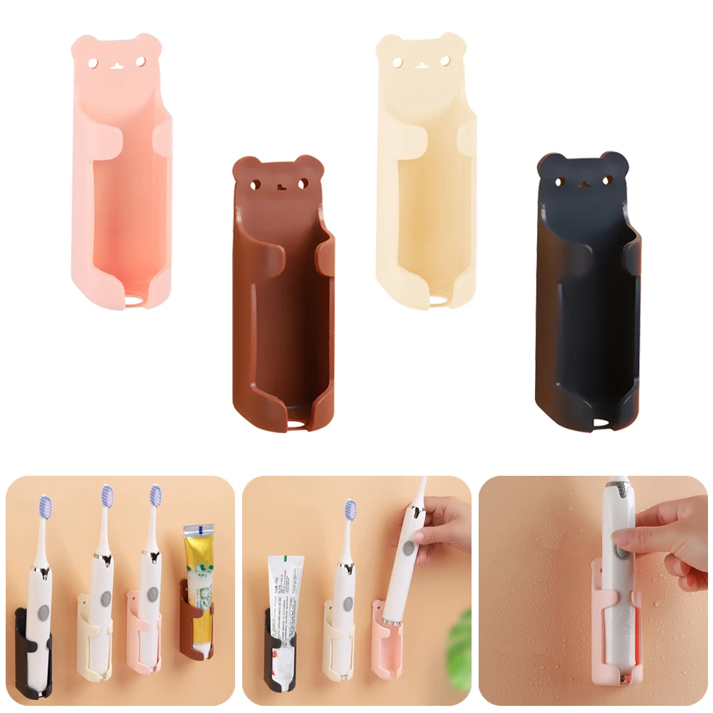 

Toothbrush Stand Rack Organizer Electric Toothbrush Wall-Mounted Holder Space Saving Cute Bear Quick Drain Bathroom Accessories
