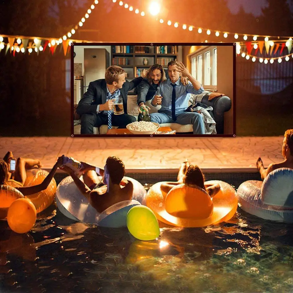 150 Inch 4:3 Portable Folding Movie Screen HD Crease-resist Indoor Outdoor Projector For Home Theatre Office Electronics | Электроника
