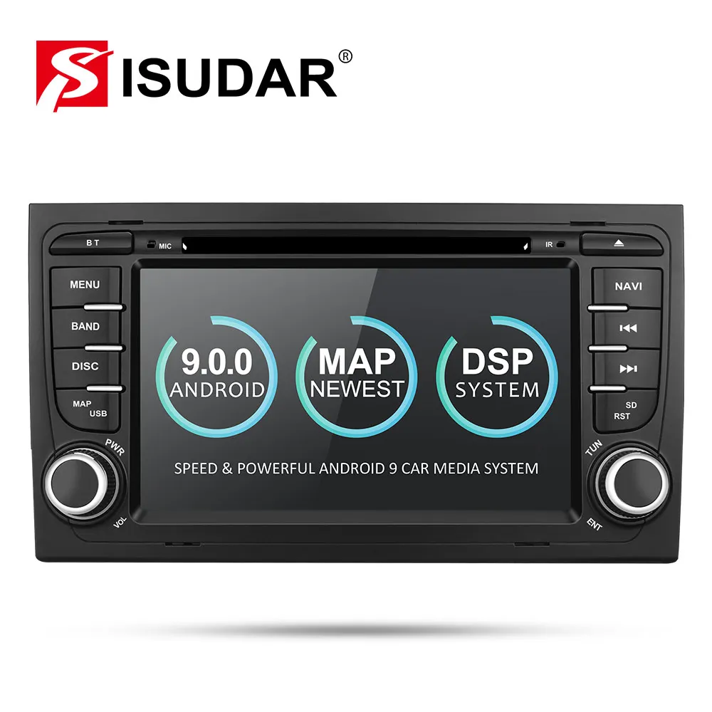 Isudar 2 Din Автомобильный мультимедийный плеер gps Android 9 DVD Automotivo для Audi/A4/S4 2002-2008 радио четырехъядерный ram 2 Гб rom 16 Гб DSP