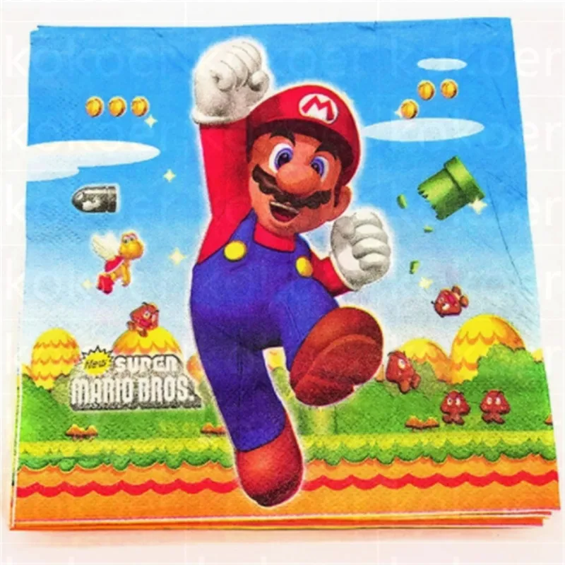 Mario Bros складные pinata Mario Bros вечерние украшения для игры Забавные товары для дня рождения Супер Марио пината - Цвет: napkin 20pcs