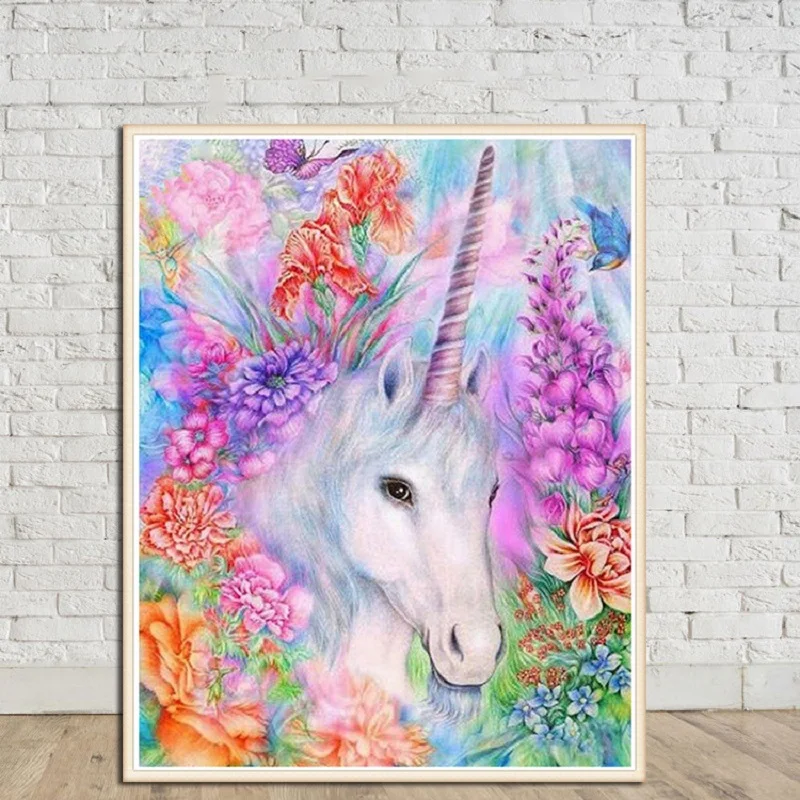 Картина с бриллиантами кристаллы Белая лошадь узор картина из мозаики и