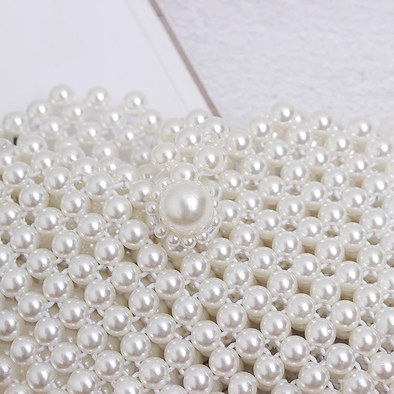 В форме сердца Жемчуг сумка на поясном ремне Для женщин ручной работы широкий