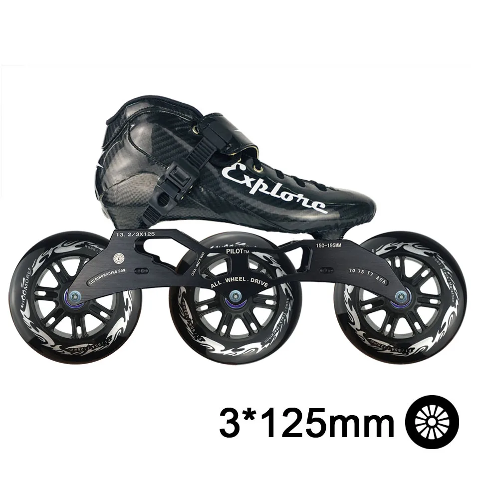 All Black ISPORTS скоростные роликовые коньки из углеродного волокна для соревнований 3*125 мм или 4*100/110 мм уличные гоночные коньки Patines роликовые коньки SH56 - Цвет: All Black
