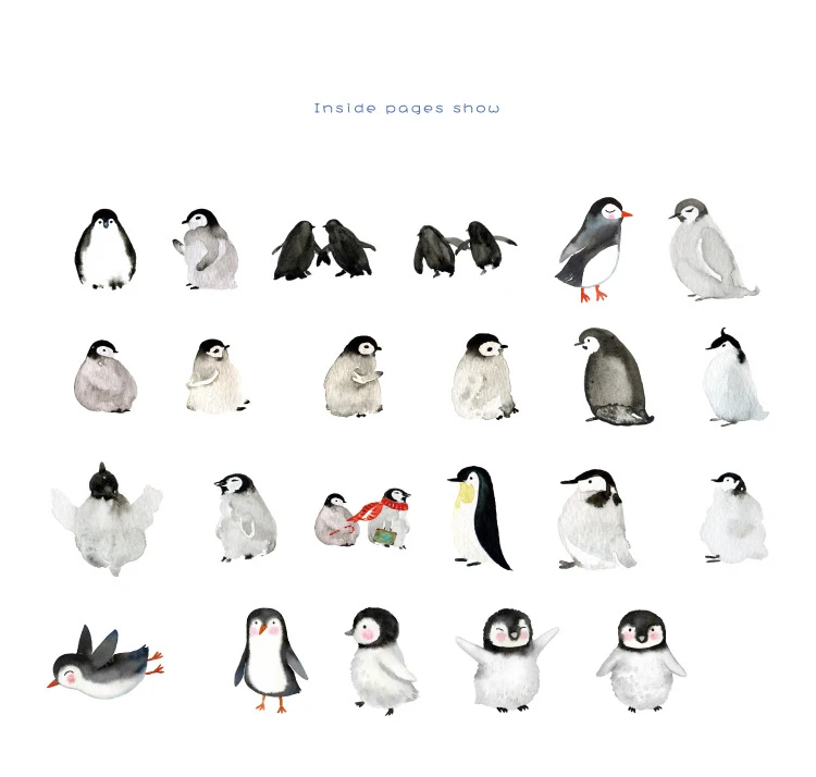 

46PCS/PACK Kawaii Cute Penguin Paper Stickers Marker Book Diary Label Decorate School Supplies Stationery Scrapbooking sl2854