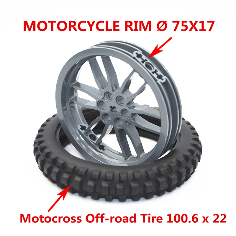 Конструктор MOC техническая деталь кирпич мотоциклетная шина и обод для мотоцикла