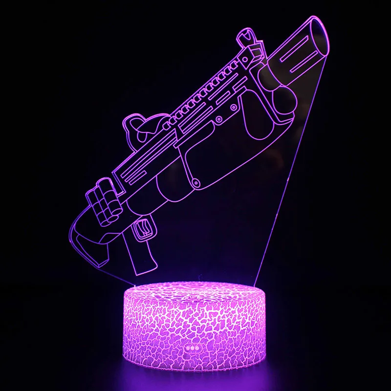 Искусственная 3D иллюзия Лампа декор комнаты ночное освещение винтовка револьвер