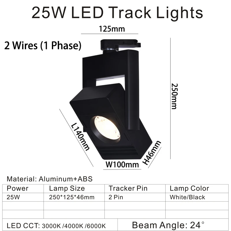 Светодиодный светильник дорожка для гостиной черный 2 провода рельсовый ing белый