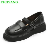 ciciyang platform loafers for women 2022 spring new mary jane shoes women genuine leather wedges girls british style casual shoe