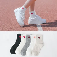 new fashion harajuku women cotton long socks novelty love heart pattern socks hiphop solid color cute socks black white sokken