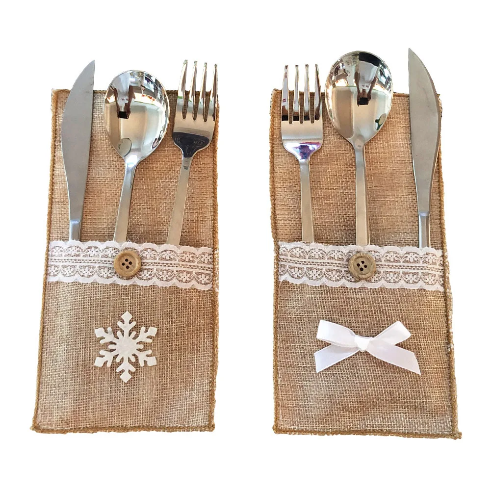 Набор рождественских ножей и вилок декоративных льняных для ресторана|Носки