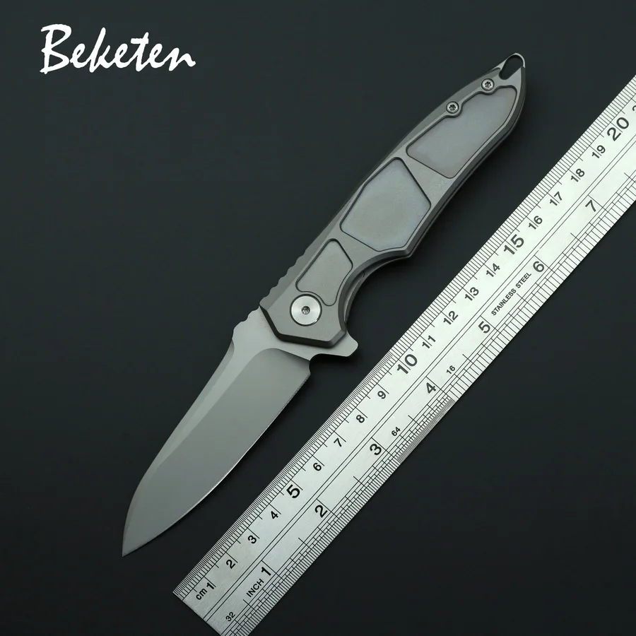 

Складной нож BEKETEN Hunter S35VN, карманный резец со стальным лезвием и титановой ручкой для кемпинга, охоты, кухни, фруктов, повседневный инструмен...