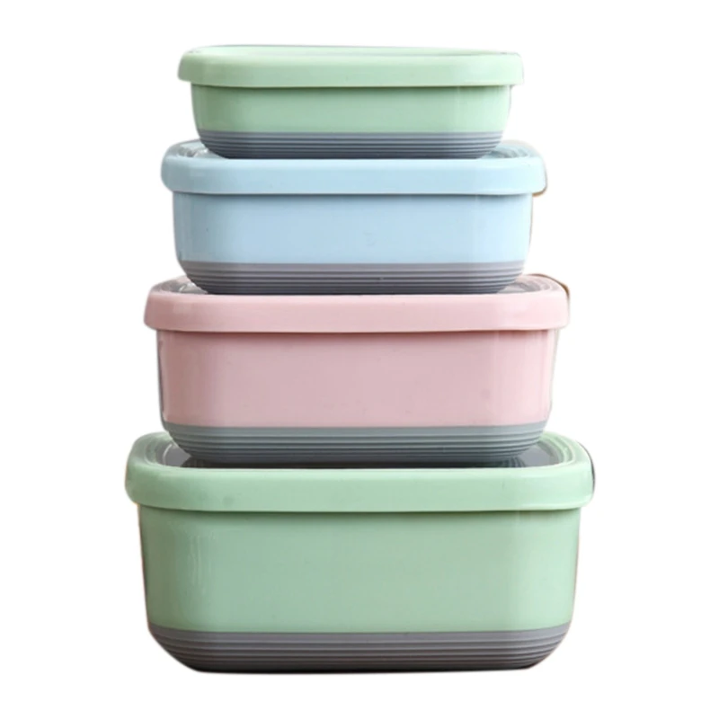 

4PCS Lunch Box Food Container Bento Leakproof Storage Box Stainless Steel Sealed Bowl