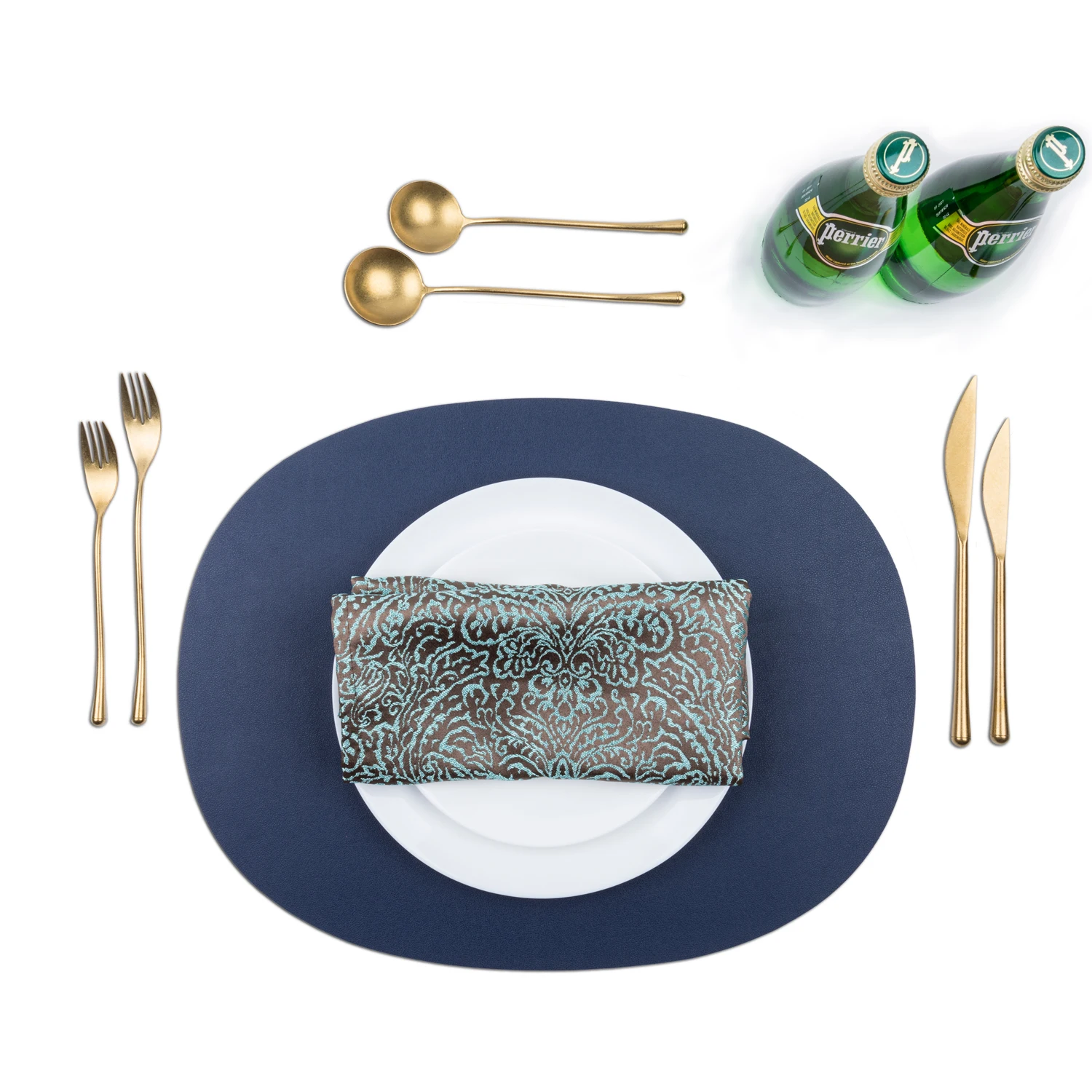 Текстурой из искусственной кожи Настольный коврик для столовых приборов ужин